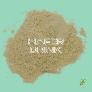 Hafer-Drink-Pulver auf farbigem Hintergrund